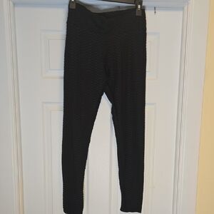 Black Textured Leggings